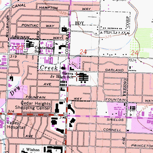 Topographic Map of Duncan Polytechnical High School, CA