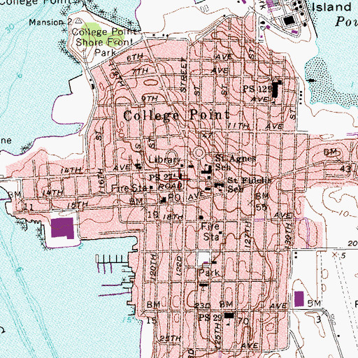 Topographic Map of College Point Park, NY