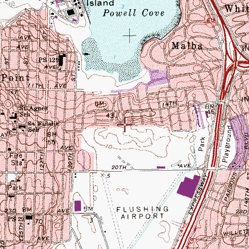 Topographic Map of Onehundredthirtysixth Street Playground, NY