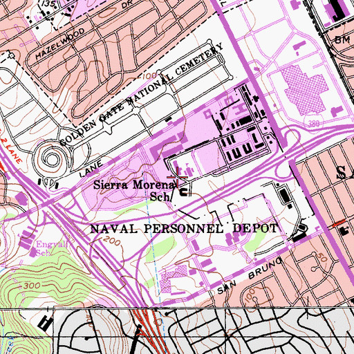 Topographic Map of Sierra Morena School, CA