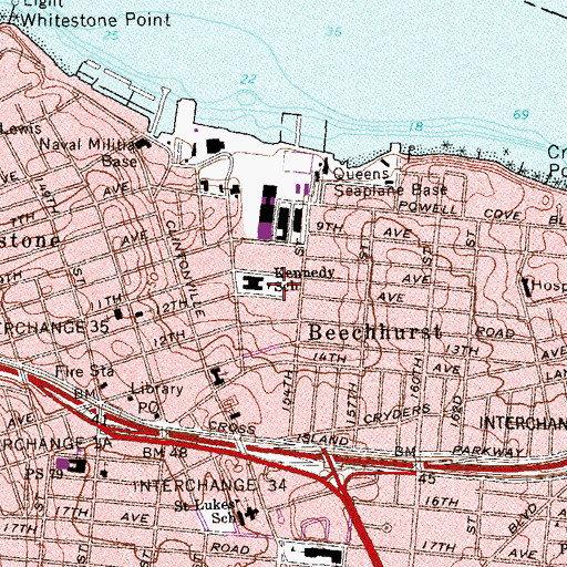 Topographic Map of Whitestone Playground, NY
