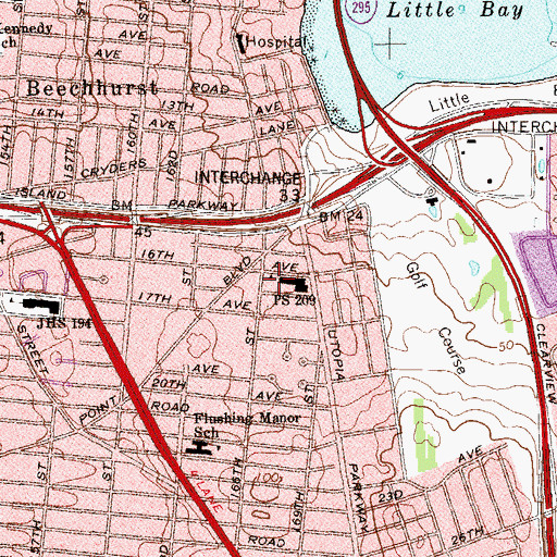 Topographic Map of Willets Point Playground, NY