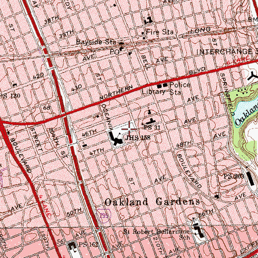 Topographic Map of Marie Currie Park, NY