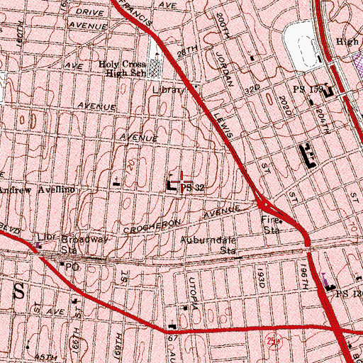 Topographic Map of Auburndale Playground, NY