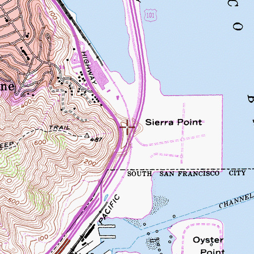 Topographic Map of Sierra Point, CA