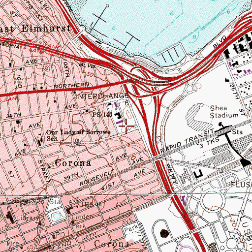Topographic Map of Louis Armstrong Playground, NY