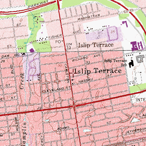 Topographic Map of Islip Terrace Professional Building, NY