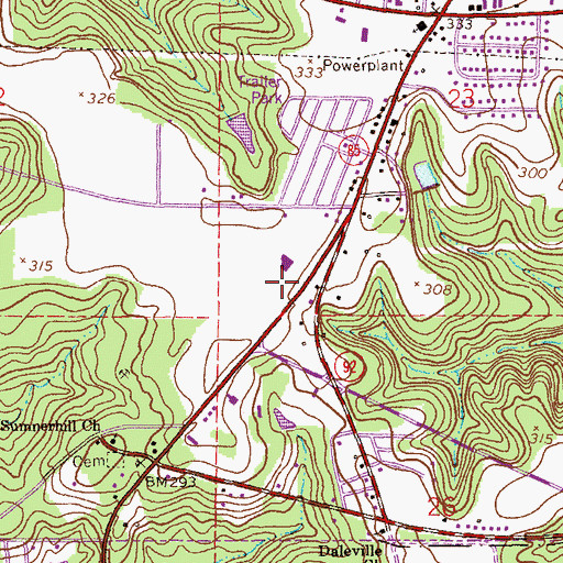 Topographic Map of Daleville Department of Public Safety Fire Station, AL