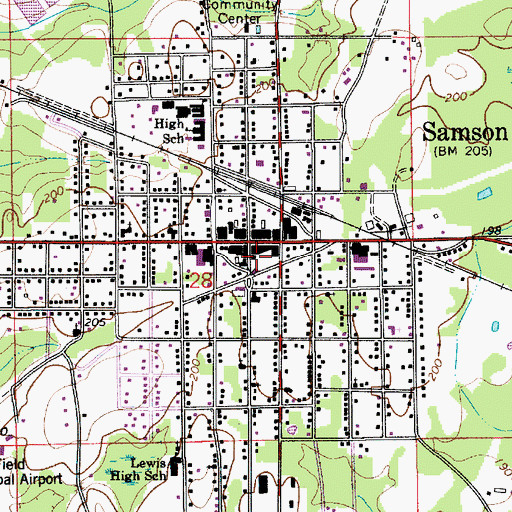 Topographic Map of Samson Volunteer Fire Department, AL