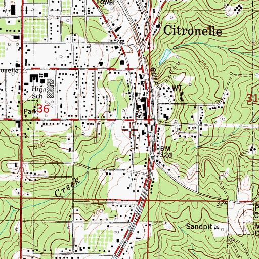 Topographic Map of Citronelle Fire Department Station 1, AL