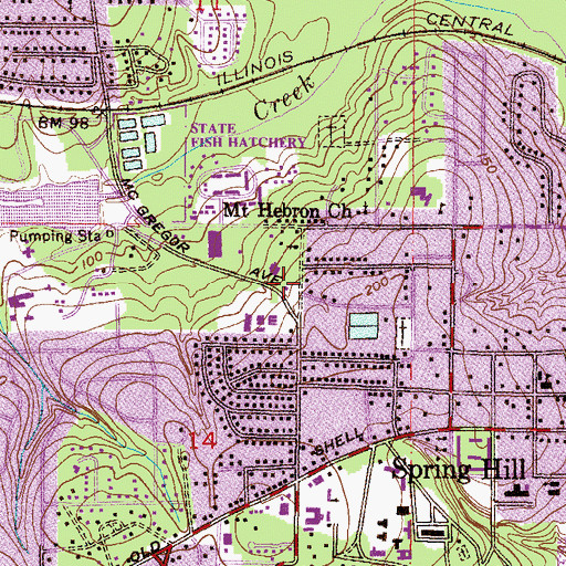 Topographic Map of Mobile Fire Rescue Department Springhill Fire Station, AL