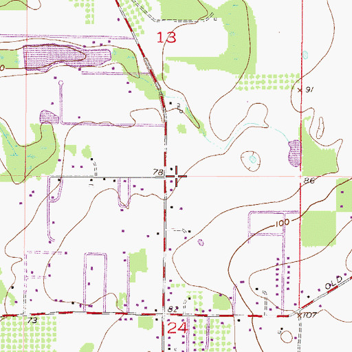 Topographic Map of Grand Bay Volunteer Fire Department, AL
