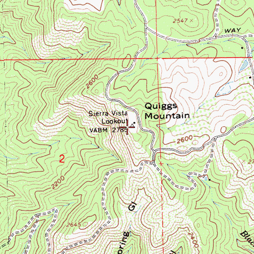 Topographic Map of Sierra Vista Lookout, CA