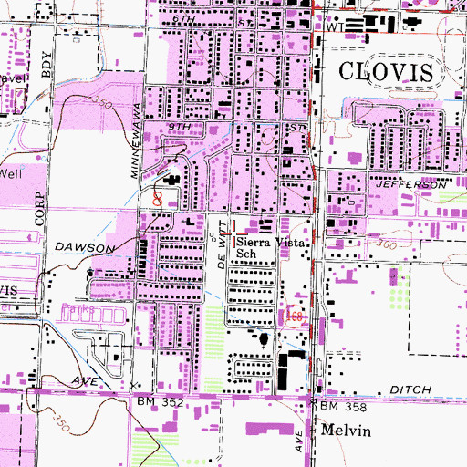 Topographic Map of Sierra Vista Elementary School, CA