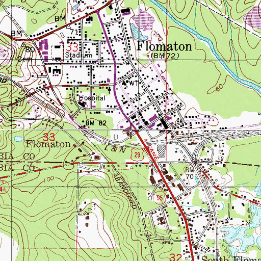 Topographic Map of Flomaton Fire Department, AL