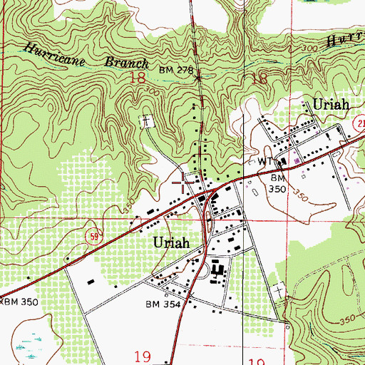Topographic Map of Uriah Volunteer Fire Department, AL