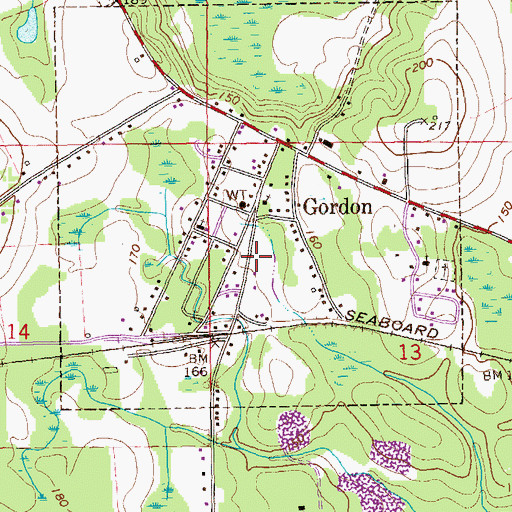 Topographic Map of Gordon Volunteer Fire Department, AL