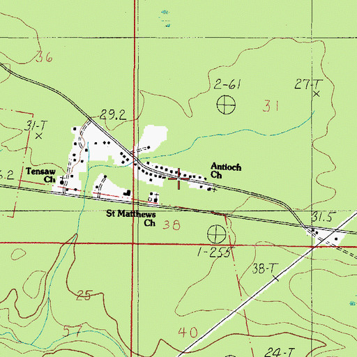 Topographic Map of Tensaw Volunteer Fire Department, AL