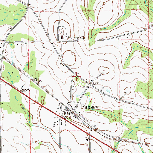 Topographic Map of Pansey Volunteer Fire Department, AL