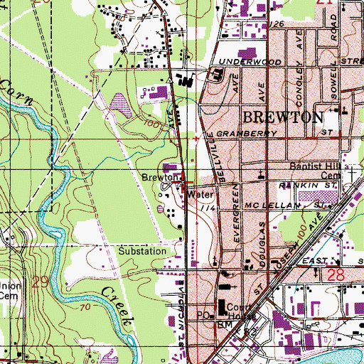 Topographic Map of Brewton Fire Department, AL