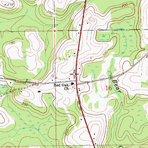 Topographic Map of Red Oak Volunteer Fire Department, AL