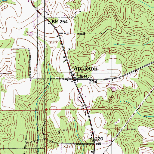 Topographic Map of Appleton Volunteer Fire Department, AL