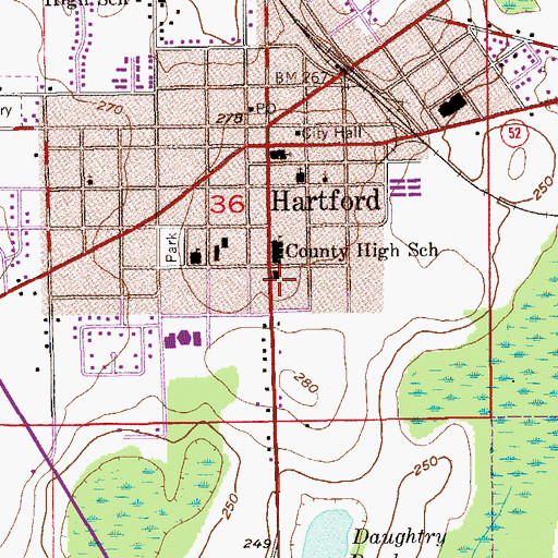 Topographic Map of Hartford Volunteer Fire and Rescue, AL