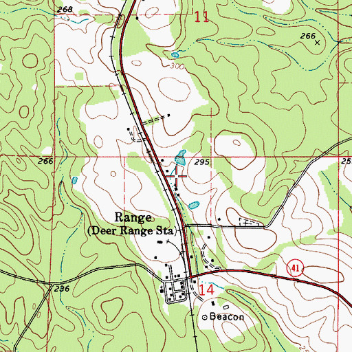 Topographic Map of Range Volunteer Fire Department, AL