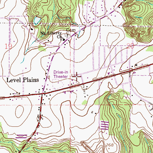 Topographic Map of Level Plains Volunteer Fire Department, AL