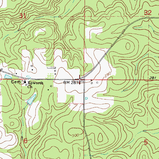 Topographic Map of Epworth Volunteer Fire Department, AL