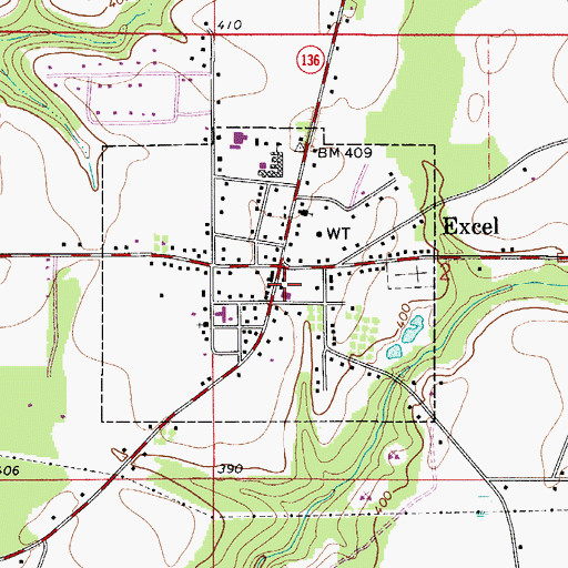Topographic Map of Excel Volunteer Fire Department, AL