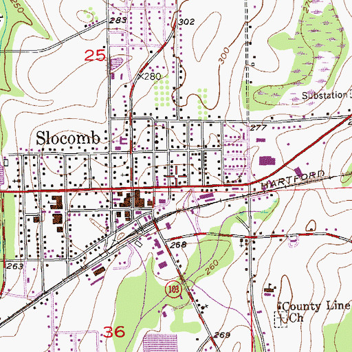 Topographic Map of Slocomb Volunteer Fire Department, AL