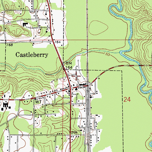 Topographic Map of Castleberry Volunteer Fire Department, AL