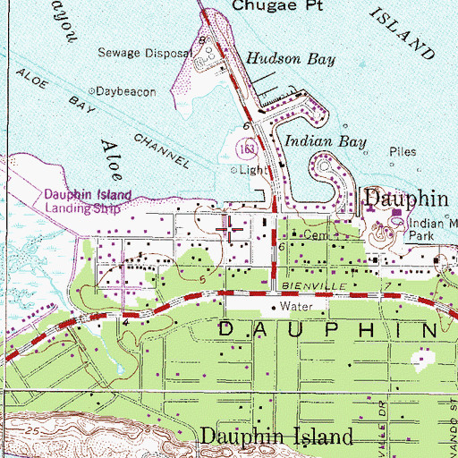 Topographic Map of Dauphin Island Fire and Rescue, AL