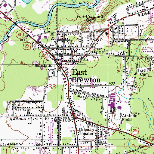 Topographic Map of East Brewton Fire Department, AL