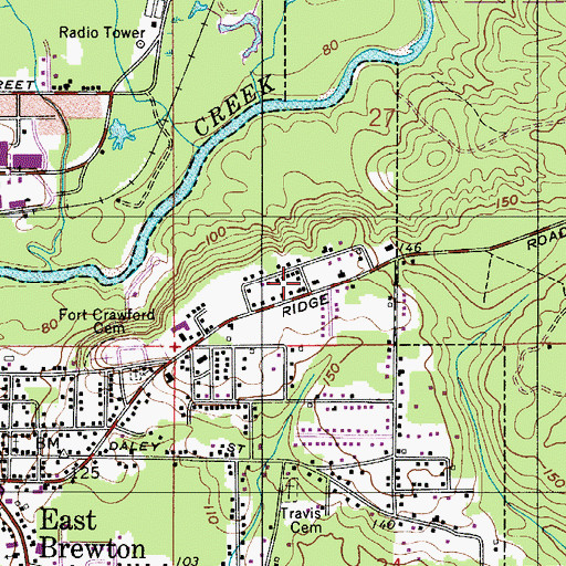 Topographic Map of Escambia County Fire and Rescue Squad, AL
