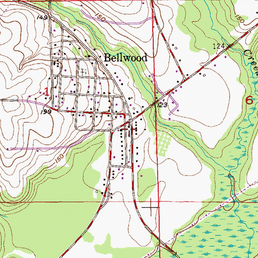 Topographic Map of Bellwood Volunteer Fire Department, AL