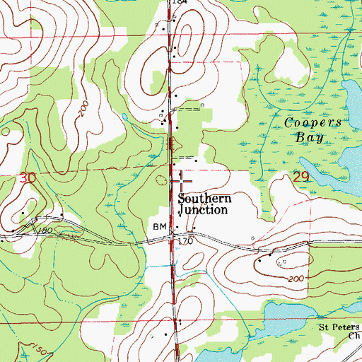 Topographic Map of Southern Junction Volunteer Fire Department, AL