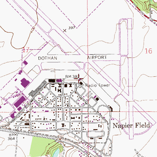 Topographic Map of Dothan Regional Airport Fire Department, AL