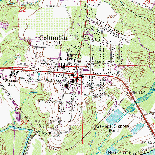 Topographic Map of Columbia Fire Department, AL