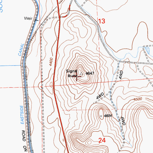 Topographic Map of Signal Butte, CA