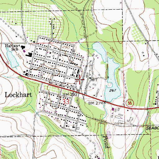 Topographic Map of Lockhart Volunteer Fire Department, AL
