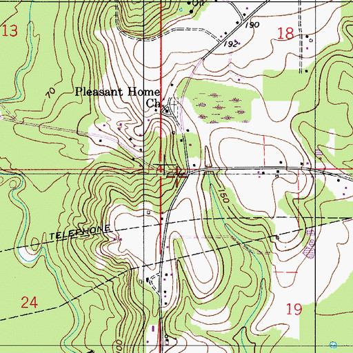 Topographic Map of Friendship Volunteer Fire Department, AL