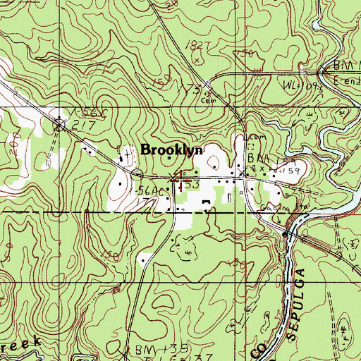 Topographic Map of Brooklyn Volunteer Fire Department, AL