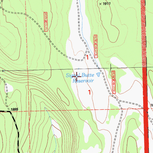 Topographic Map of Signal Butte Reservoir, CA