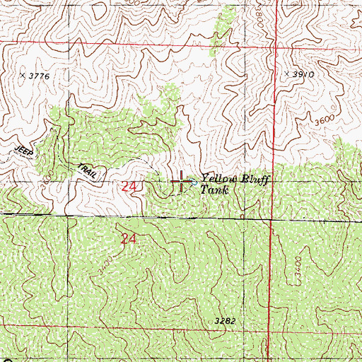 Topographic Map of Yellow Bluff Tank, AZ