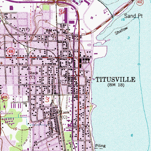 Topographic Map of Titusville Fire and Emergency Services Station 11, FL