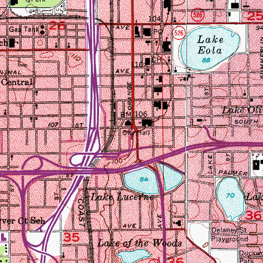 Topographic Map of Orlando Fire Reports / Records, FL