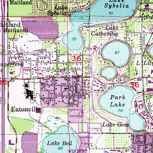 Topographic Map of Eatonville Fire Department Station 46, FL