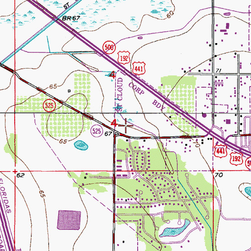 Topographic Map of Saint Cloud Fire / Rescue, FL